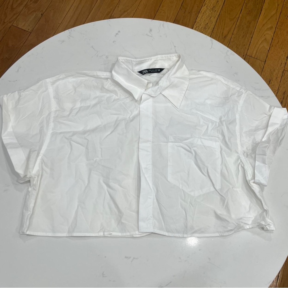 Zara Crisp White Cropped Shirt